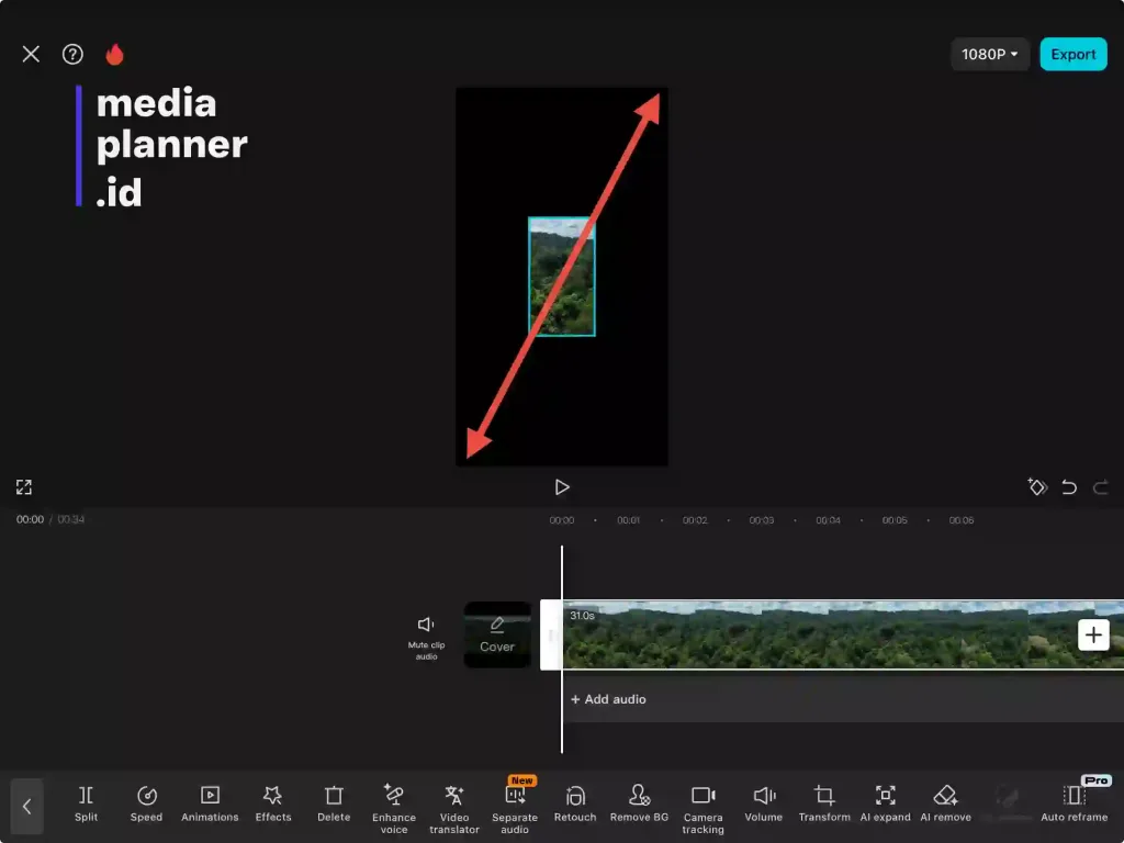 cara-edit-video-landscape-menjadi-portrait-di-capcut-ipad-footage-pinch-out