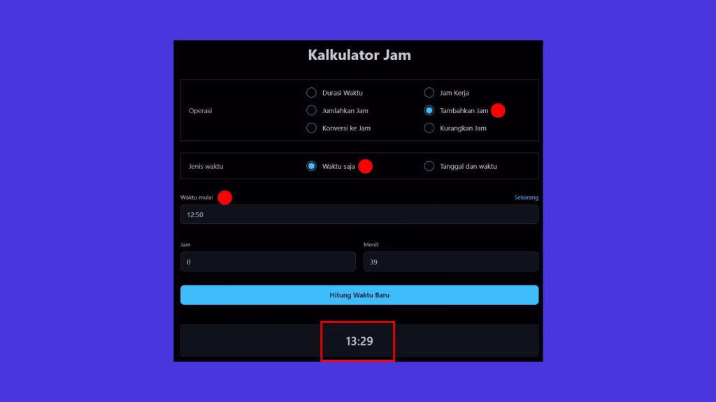 hitung jam dengan webtool jam kalkulator