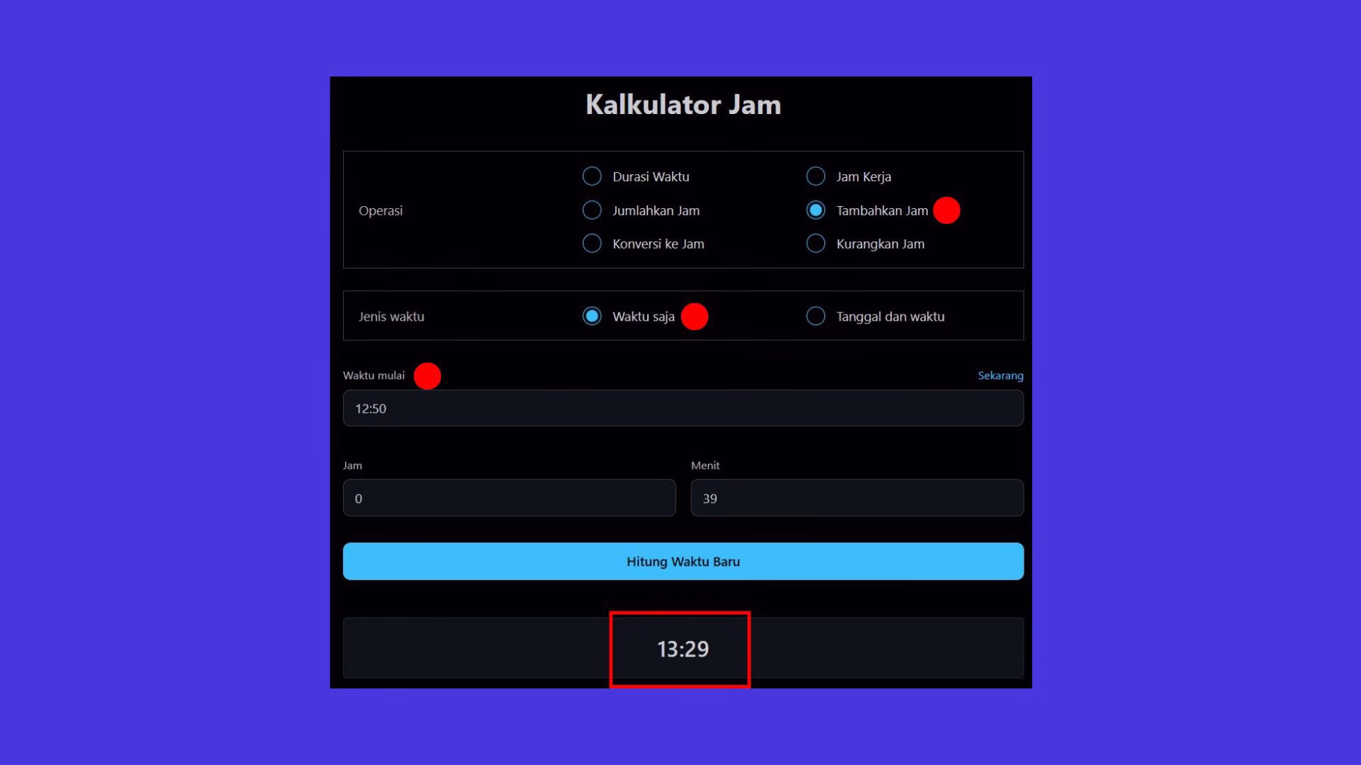 hitung jam dengan webtool jam kalkulator