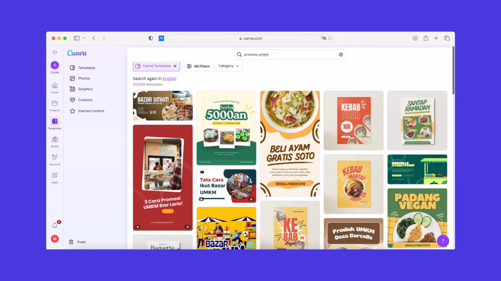 Fitur canva 1: template desain